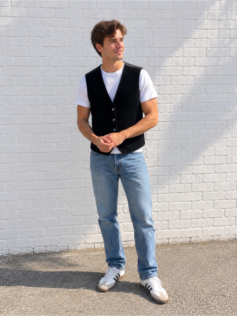 Vintage 90s Mens Small Black Suede Leather Vest Western Biker Grunge Festival